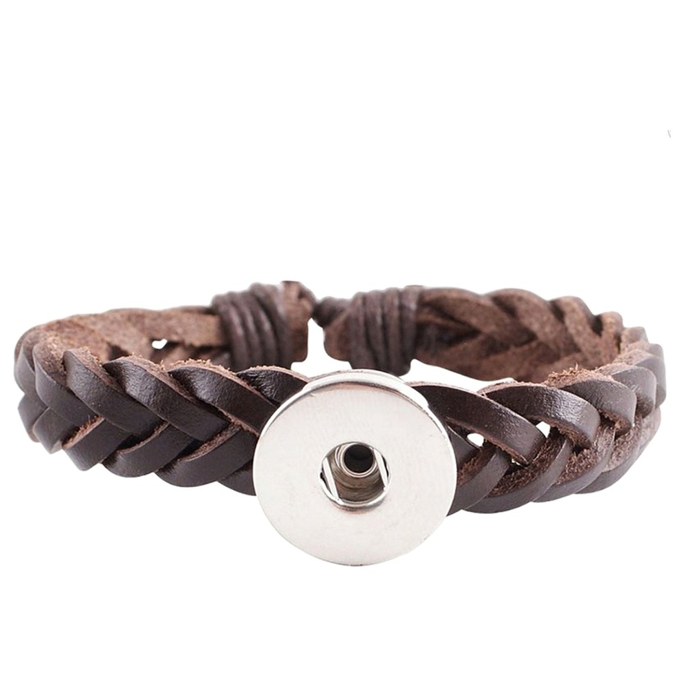 Snap Button Jewelry Braid Leather Bracelet
